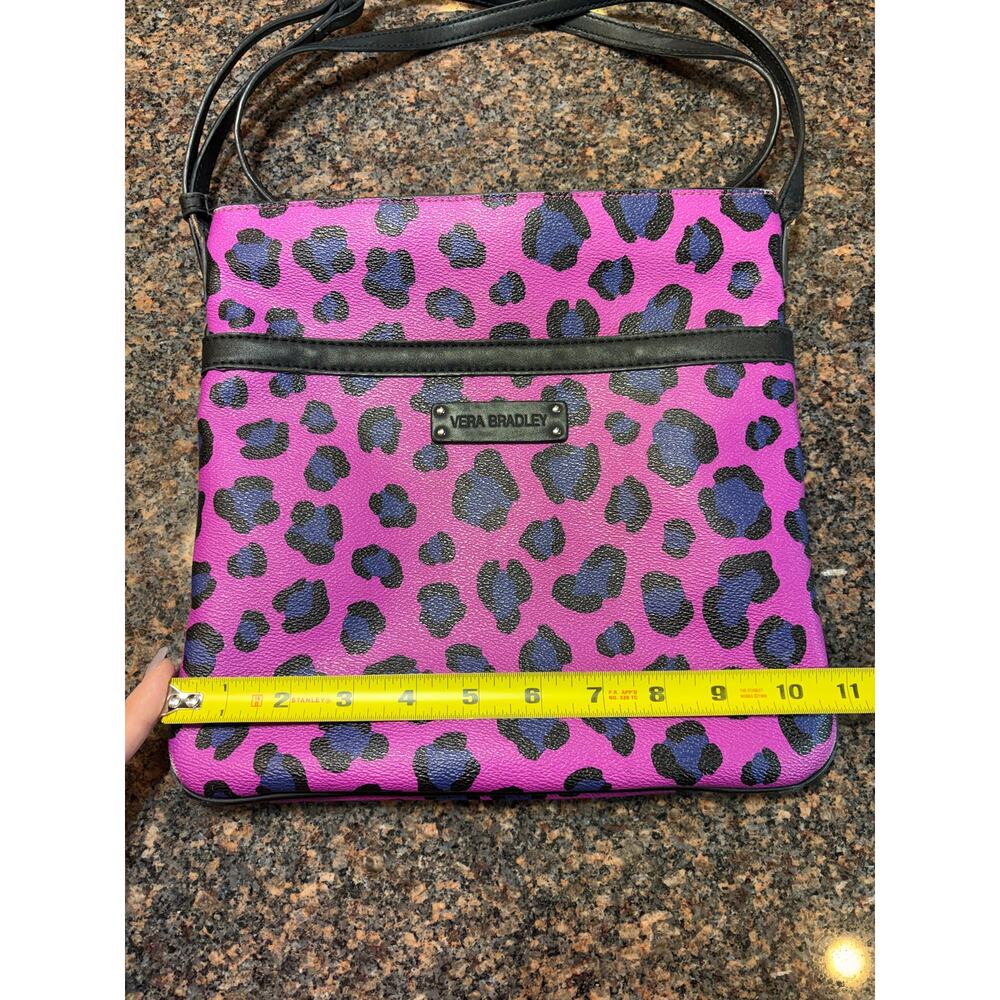 Vera Bradley Faux Leather Crossbody Purple Black Blue Cheetah Print - Picture 5 of 11